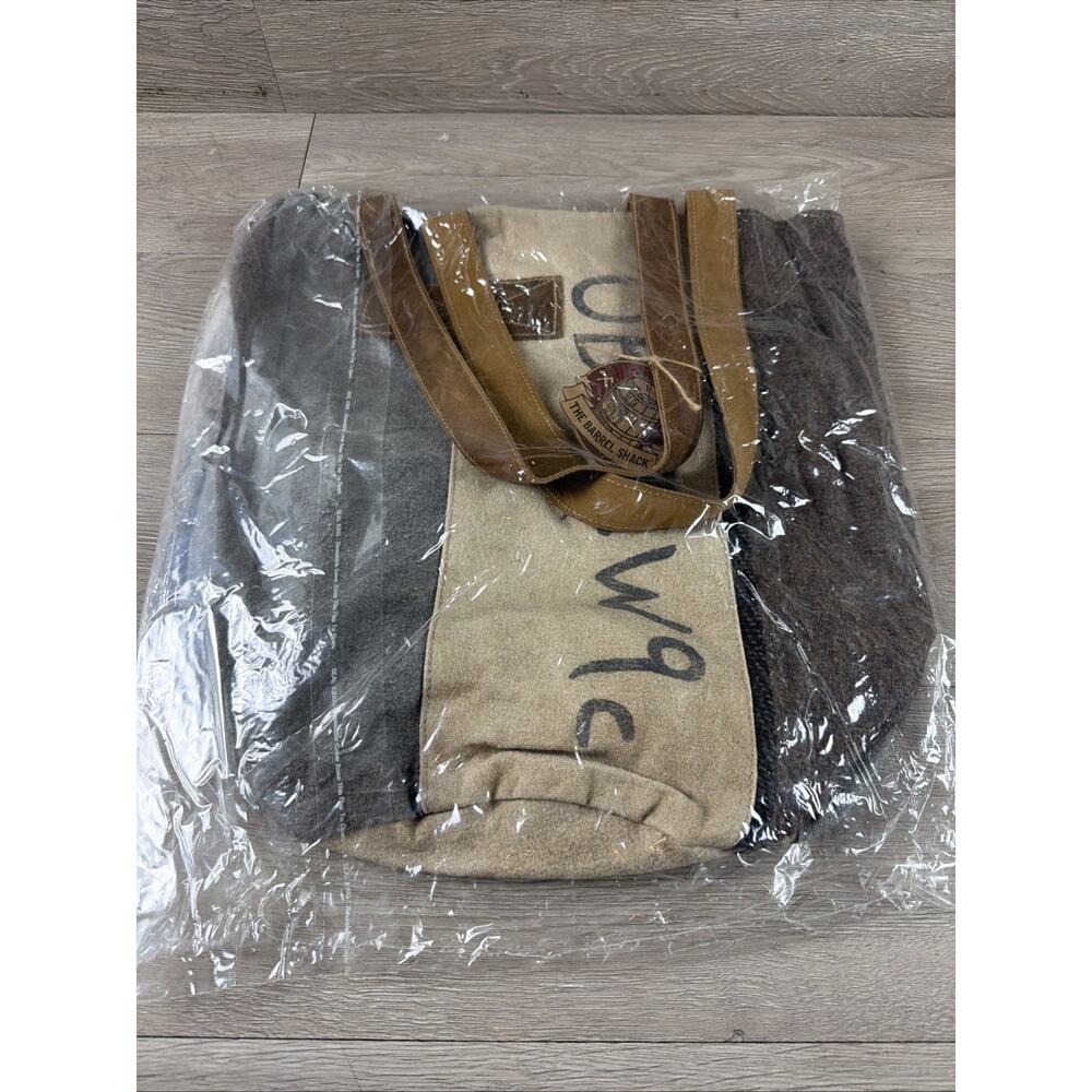 The Barrel Shack The Pascale Tote/Duffel Bag Cotton Wool Leather MSRP $230.00